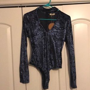 Navy Velvet bodysuit